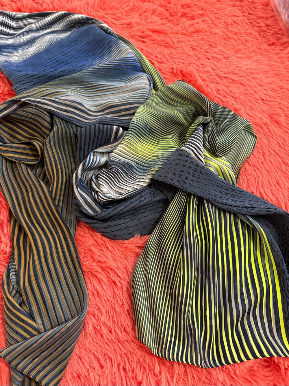 Echo Striped Pleated Tunic in Blue, Green & Black